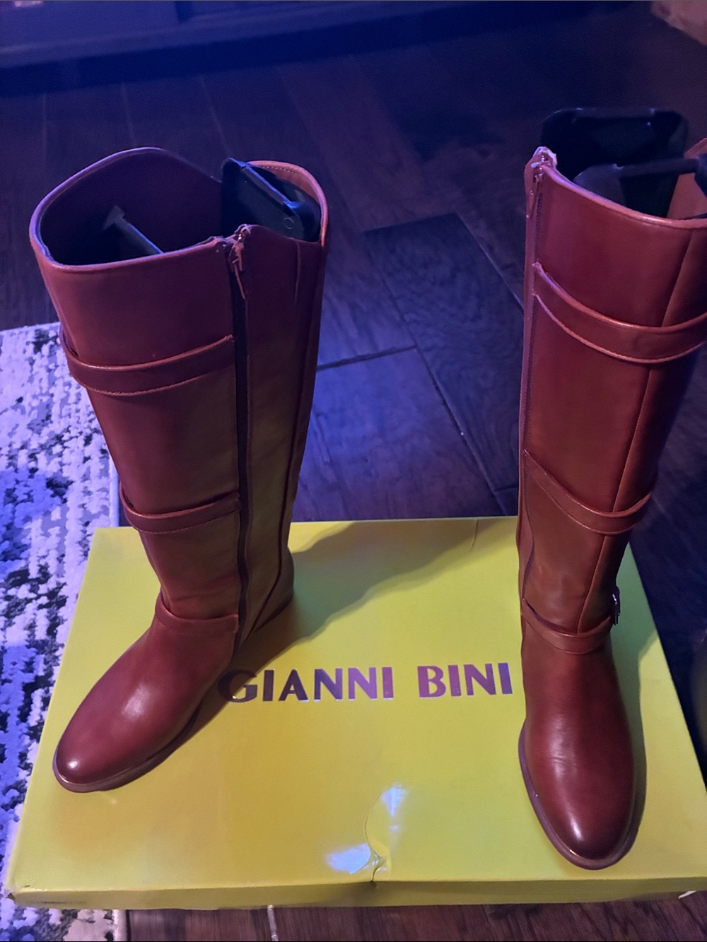 Gianni Bini Women's Tall Leather Boots in Brown (Riding Boots)